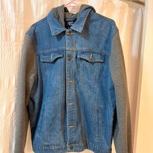 Original Deluxe Blue Denim Jacket with Gray Sleeves